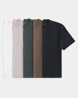 5er-Pack kastenförmige Crew-T-Shirts aus schwerer Baumwolle