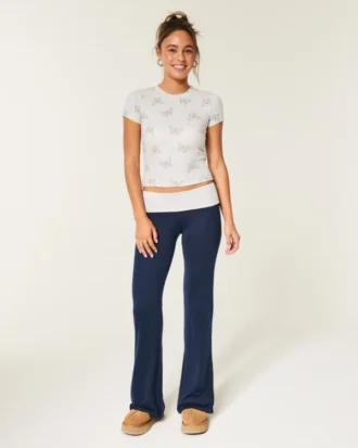Always Cozy Strickhose mit umgeschlagenem Bund und ausgestelltem Bein