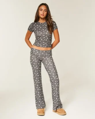 Always Cozy Strickhose mit umgeschlagenem Bund und ausgestelltem Bein