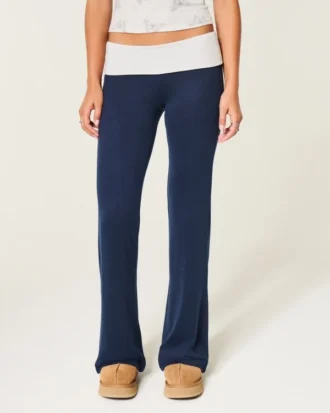 Always Cozy Strickhose mit umgeschlagenem Bund und ausgestelltem Bein