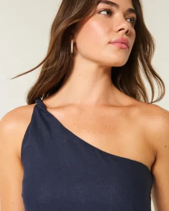 Asymmetrisches Minikleid aus Leinenmischung