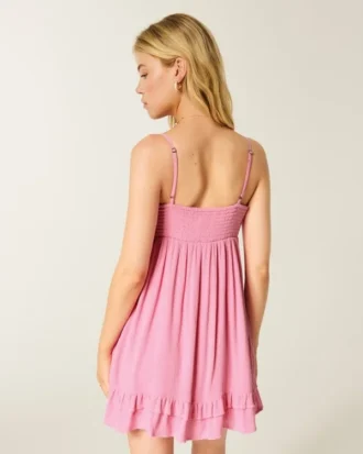 Babydoll-Minikleid mit Kordelverzierung