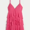 Babydoll-Minikleid mit V-Ausschnitt und Rüschen Babydoll-Minikleid mit V-Ausschnitt und Rüschen