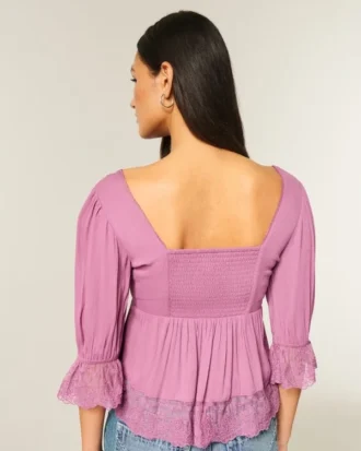Babydoll-Oberteil mit Dreiviertelärmeln