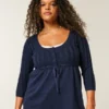 Babydoll-Pullover mit Zopfmuster Babydoll-Pullover mit Zopfmuster