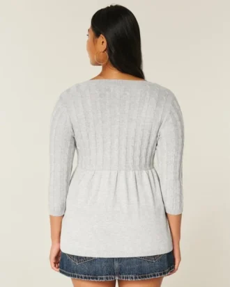 Babydoll-Pullover mit Zopfmuster