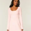 Babydoll-Strickminikleid mit Bindeband