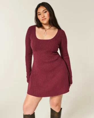 Babydoll-Strickminikleid mit Bindeband