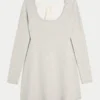 Babydoll-Strickminikleid mit Bindeband