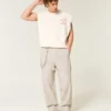 Baggy-Hose aus Leinenmischgewebe mit elastischem Bund Baggy-Hose aus Leinenmischgewebe mit elastischem Bund