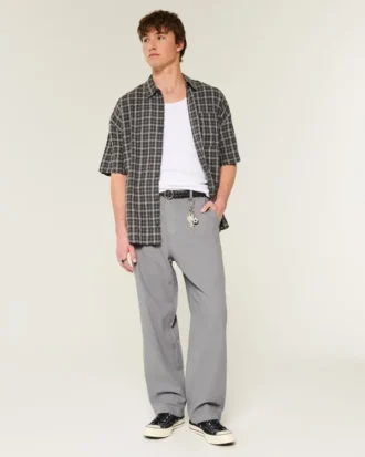 Baggy-Hose aus Leinenmischgewebe mit elastischem Bund
