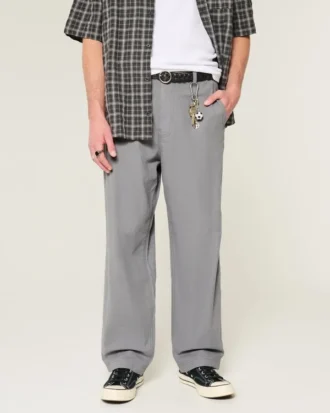 Baggy-Hose aus Leinenmischgewebe mit elastischem Bund