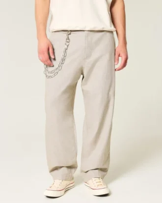 Baggy-Hose aus Leinenmischgewebe mit elastischem Bund