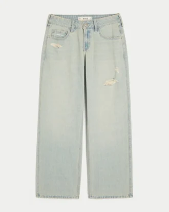 Baggy-Jeans mit niedriger Leibhöhe, leicht verwaschen