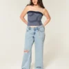 Baggy-Jeans mit niedriger Leibhöhe, Rissen und heller Waschung Baggy-Jeans mit niedriger Leibhöhe, Rissen und heller Waschung