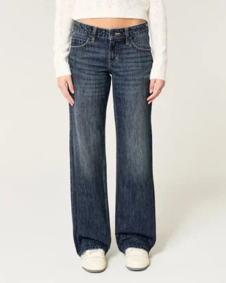 Baggy-Jeans mit niedriger Leibhöhe und dunkler Waschung