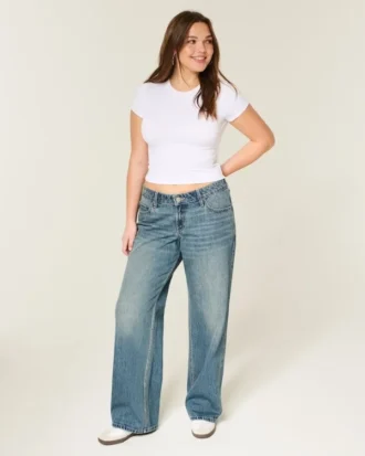 Baggy-Jeans mit niedriger Leibhöhe und mittlerer Waschung