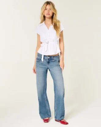 Baggy-Jeans mit niedriger Leibhöhe und mittlerer Waschung