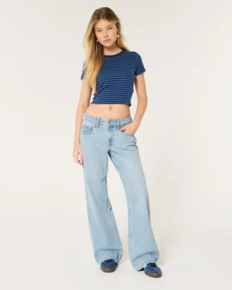 Baggy-Jeans mit niedriger Leibhöhe und mittlerer Waschung