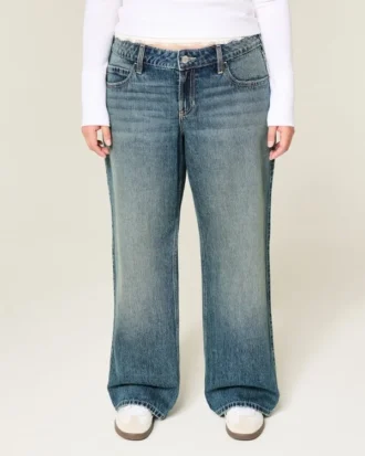Baggy-Jeans mit niedriger Leibhöhe und mittlerer Waschung