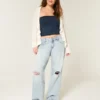 Baggy-Jeans mit niedriger Leibhöhe und Rissen in heller Waschung Baggy-Jeans mit niedriger Leibhöhe und Rissen in heller Waschung