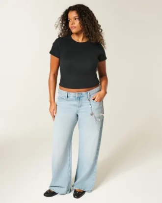 Baggy-Jeans mit niedriger Leibhöhe und Used-Look