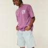 Baggy-Jeansshorts mit Kettenstickerei Baggy-Jeansshorts mit Kettenstickerei