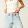 Baggy-Jeansshorts mit niedriger Leibhöhe und heller Waschung, 5″ Baggy-Jeansshorts mit niedriger Leibhöhe und heller Waschung, 5″