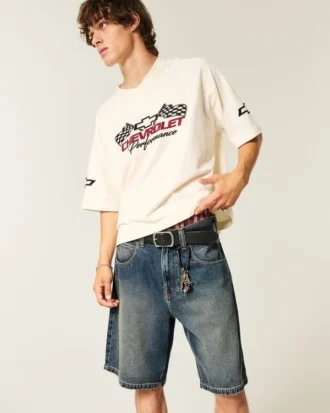 Baggy-Jeansshorts mit Schlangengrafik Baggy-Jeansshorts mit Schlangengrafik