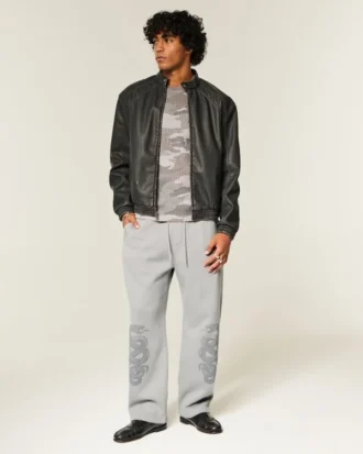 Baggy-Sweathose mit doppeltem Schlangenprint
