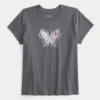 Bequemes, figurumspielendes T-Shirt mit Schmetterlingsmotiv Bequemes, figurumspielendes T-Shirt mit Schmetterlingsmotiv