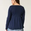 Bequemes Langarm-Babydoll-Oberteil mit Pointelle-Strick