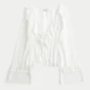 Bequemes langärmeliges Babydoll-Oberteil mit Rüschen Bequemes langärmeliges Babydoll-Oberteil mit Rüschen