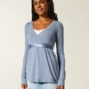 Bequemes langärmeliges Babydoll-Oberteil mit Wickelausschnitt Bequemes langärmeliges Babydoll-Oberteil mit Wickelausschnitt