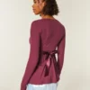 Bequemes langärmeliges Babydoll-Oberteil mit Wickelausschnitt