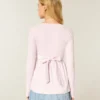 Bequemes langärmeliges Babydoll-Oberteil mit Wickelausschnitt Bequemes langärmeliges Babydoll-Oberteil mit Wickelausschnitt