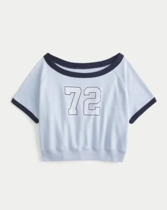 Bequemes Sweatshirt mit Kurzarm, Frottee-Fleece und Grafikprint