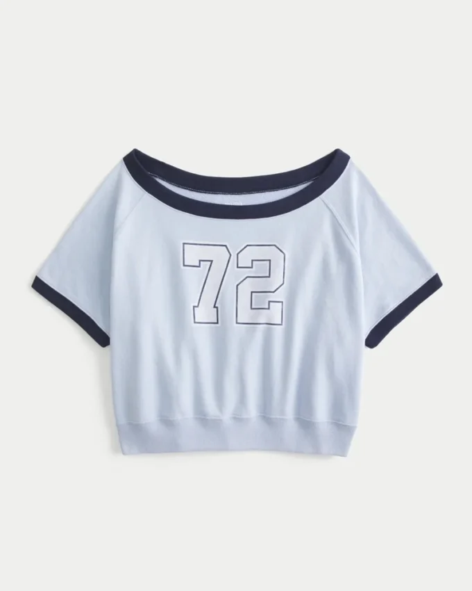 Bequemes Sweatshirt mit Kurzarm, Frottee-Fleece und Grafikprint