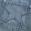 Bestickte Jeans-Minirockhose mit Sternentasche