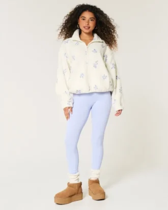 Bestickte Sherpa-Fleecejacke