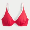 Bikini-Oberteil mit hohem Ausschnitt, geripptem Unterbrustband und Bügeln