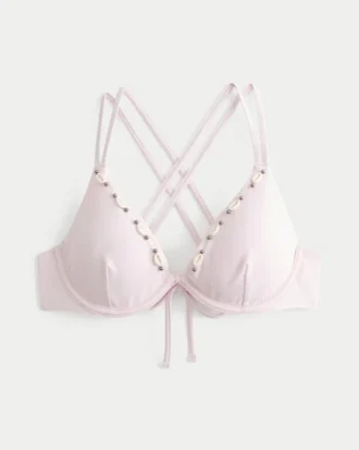 Bikini-Oberteil mit Muschelverzierung, Trägern am Rücken und Bügeln