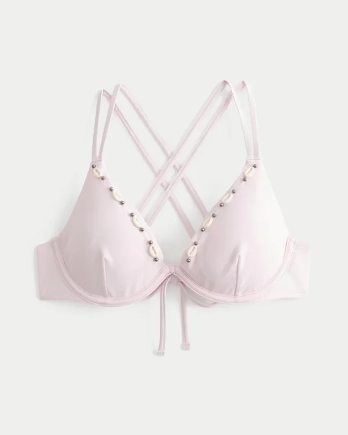 Bikini-Oberteil mit Muschelverzierung, Trägern am Rücken und Bügeln Bikini-Oberteil mit Muschelverzierung, Trägern am Rücken und Bügeln