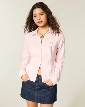 Bluse mit Spitzenbesatz und Knopfleiste