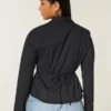 Bluse mit Spitzenbesatz und Knopfleiste