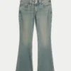 Bootcut-Jeans mit niedriger Leibhöhe, Butterfly-Stickerei und mittlerer Waschung Bootcut-Jeans mit niedriger Leibhöhe, Butterfly-Stickerei und mittlerer Waschung