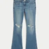 Bootcut-Jeans mit niedriger Leibhöhe, Rissen und mittlerer Waschung
