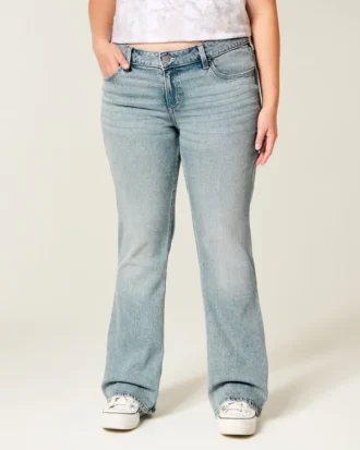 Bootcut-Jeans mit niedriger Leibhöhe und heller Waschung