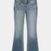 Bootcut-Jeans mit niedriger Leibhöhe und mittlerer Waschung im Used-Look
