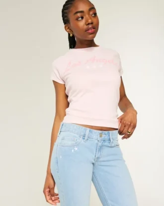 Bootcut-Jeans mit niedriger Leibhöhe und Sternstickerei